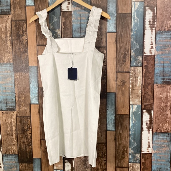 Zara small white leather feel raw hem ruffle sleeves dress - Picture 9 of 16